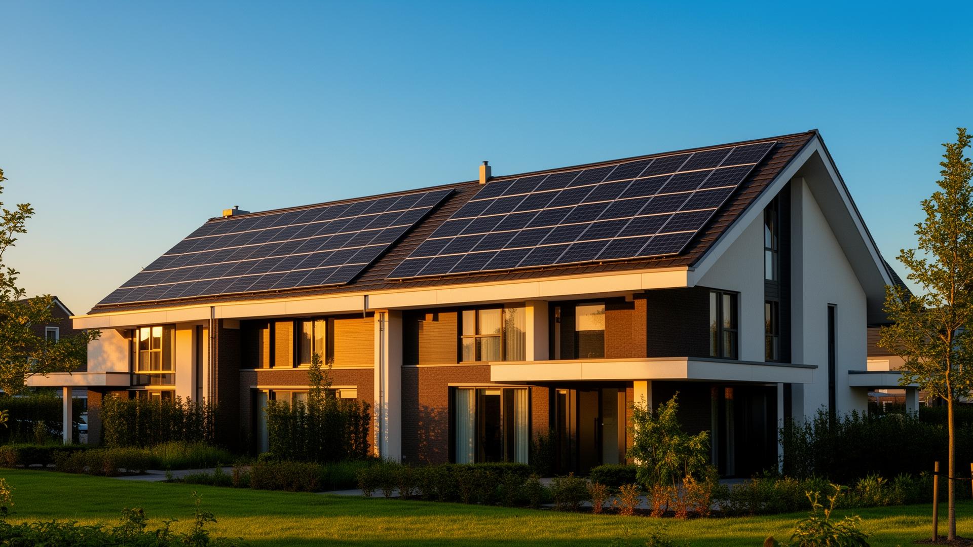 Moderne Nederlandse woning met zonnepanelen
